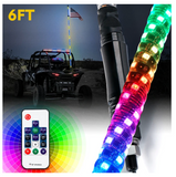 5ft/6ft Spiral RGB LED Whip Light With Remote Control