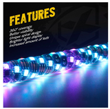 5ft/6ft Spiral RGB LED Whip Light With Remote Control