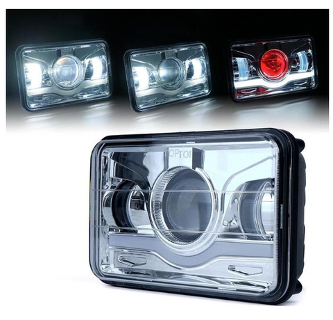 4x6" 6100 Evolution CREE LED Headlight With High/Low Beam And Sunrise Type DRL