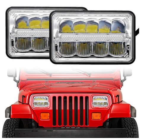 4X6 Inch LED Headlights Replacement High/Low Beam For GMC Ford Trucks