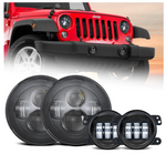 60W 7" Round CREE LED Projector Headlights & 4'' 30W Cree Power Fog Lamps