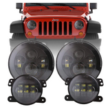 60W 7" Round CREE LED Projector Headlights & 4'' 30W Cree Power Fog Lamps