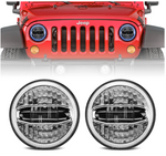 7 Inch LED Headlight With Halo DRL High Low Beam For 1997-2020 Jeep Wrangler JK/TJ/LJ/JL & Gladiator JT