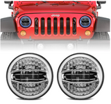 7 Inch LED Headlight With Halo DRL High Low Beam For 1997-2020 Jeep Wrangler JK/TJ/LJ/JL & Gladiator JT