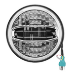 7 Inch LED Headlight With High Low Beam And Blue/White Halo DRL
