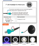 7 Inch LED Headlight With High Low Beam And Blue/White Halo DRL