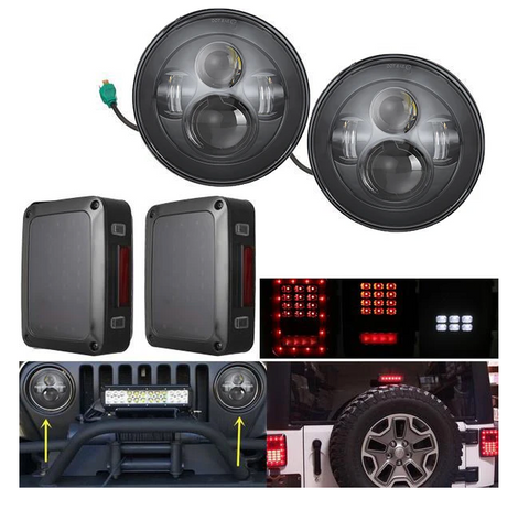 7" 40W LED H4 Headlight Smoke Tail Signal Reverse Light