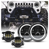 7" 80W Headlight Halo DRL With 4" 30W Fog Light