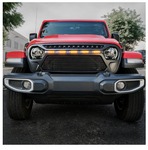 Black Gladiator Mesh Grille With Amber LED Running Lights For 2018-2020 Jeep Wrangler JL JT