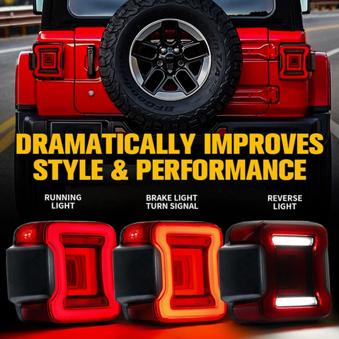Brilliant LED Taillights With Red Lens For 2018+ Jeep Wrangler JL JLU