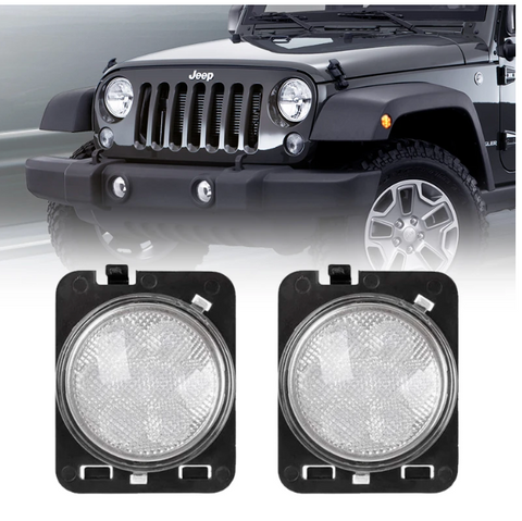 Front Fender Amber Turn Signal Lights For Jeep Wrangler - Smoked/Clear