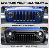 Front Matte Black Bumper Mesh Grill For 2018-2020 Jeep Wrangler JL And Jeep Gladiator JT