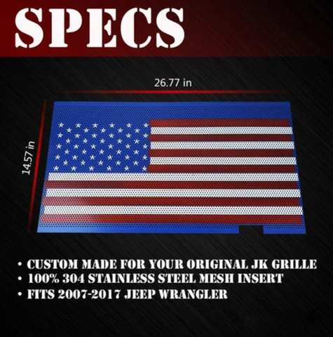 Grill Mesh Insert With USA Flag