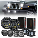 Jeep 7" Headlights, 4" Fog Lamps, Front Turn Signals, Fender Turn Signals & Taillights
