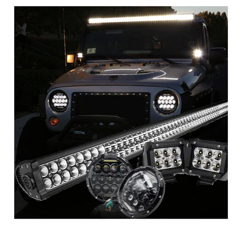 Jeep JK - All In Package 52'' Light Bar & LED CREE Headlights & 2 Pods And All Bracket