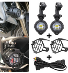 LED Auxiliary Fog Lights With Protector Guard Covers & Wiring Harness
