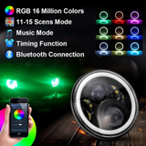 LED Color RGB Changing Headlight + RGB Fog Light + RGB Work Light Kit Combo For 2007-2019 Jeep Wrangler
