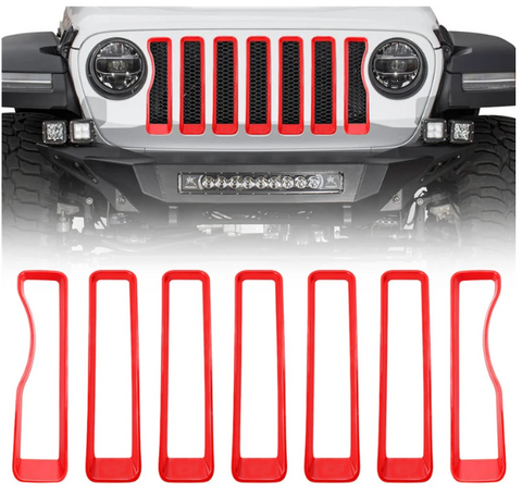 Mesh Front Grille Insert Trim For 2018-2019 Jeep Wrangler JL(Red & Black)