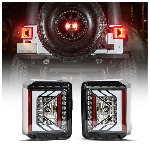 Rival Series LED Taillights With Clear Lens For 2007 - 2018 Jeep Wrangler JK JKU