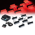 Red G1 Series 8 LED Hide A Way Emergency Strobe Light Set