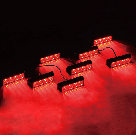 Red G1 Series 8 LED Hide A Way Emergency Strobe Light Set