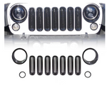Black Front Grille Insert And Bezel Cover For Headlight And Turn Signal Light