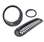 Black Front Grille Insert And Bezel Cover For Headlight And Turn Signal Light