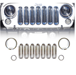 Chrome Front Grille Insert And Bezel Cover For Headlight And Turn Signal Light