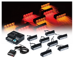 Amber/Red G1 Series 8 LED Hide A Way Emergency Strobe Light Set