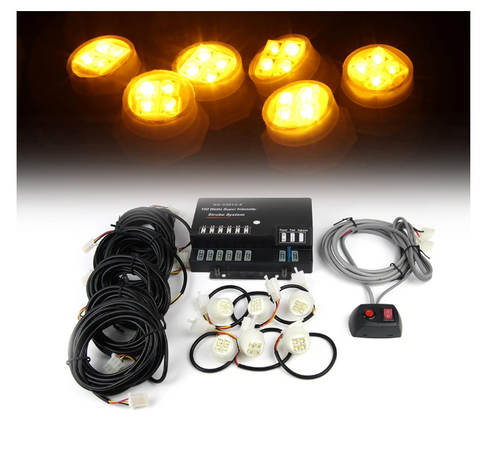 Amber 120W 6 LED Bulbs Hide-A-Way Strobe Lights