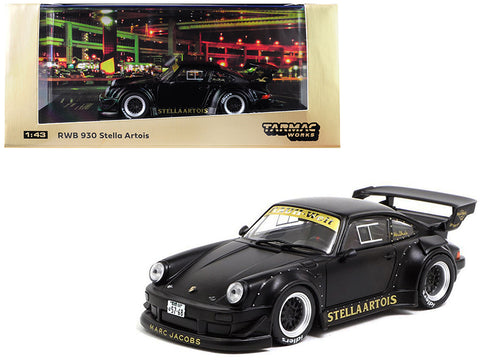 Porsche RWB 930 \"Stella Artois\" Matt Black \"RAUH-Welt BEGRIFF\" 1/43 Diecast Model Car by Tarmac Works