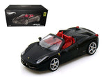Ferrari 458 Italia Spider Black Elite Edition 1/43 Diecast Car Model by Hotwheels