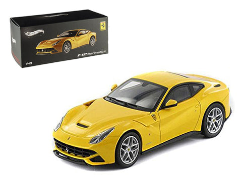 Ferrari F12 Berlinetta Yellow Elite Edition 1/43 Diecast Car Model by Hotwheels