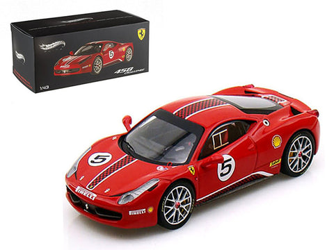 Ferrari 458 Italia Challenge #5 Red Elite Edition 1/43 Diecast Car Model by Hotwheels