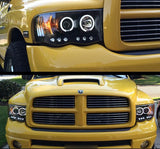 Black 2002-2005 Dodge Ram 1500 03-05 Ram 2500 3500 Halo LED Projector Headlights
