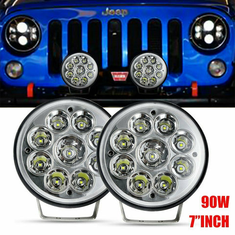 7" 200W LED Offroad HeadLight Round Spot Fog Driving for Jeep Car SUV UTV 4WD x2