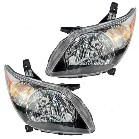 Pair Set Headlights Headlamp Lens Housing Assembly DOT For 2003-2004 Pontiac Vibe