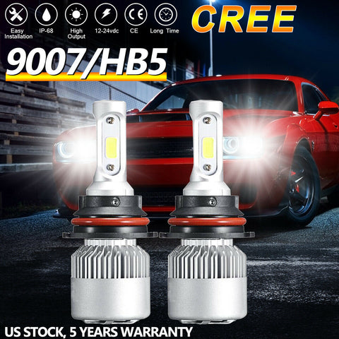 LED Headlight Bulbs Car 9007 HB5 6000K 2000W 300000LM CREE High/Low Beam 4X4 ATV