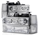 [LED Halo] For 1994-1998 Chevy C/K 1500/2500/3500 Headlights Bumper Lamps Set