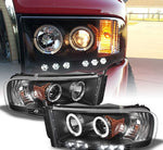 Black 2002-2005 Dodge Ram 1500 03-05 Ram 2500 3500 Halo LED Projector Headlights