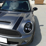 For Mini Cooper Glossy Black LED Halo Rim Projector Headlights Smoke Lens Headlamps