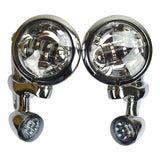 4.5" LED Auxiliary Fog Passing Lights With Housing Bucket & Brackets For Harley Chrome Color