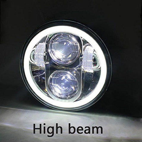Chrome 5.75 inch LED Headlight DRL Halo Ring Light for Harley Sportster Touring