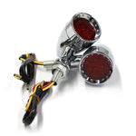 Chrome Motorcycle LED Bullet Red Brake Blinker Turn Signal Tail Light For Harley