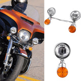 LED Auxiliary Passing Fog Turn Signals Lights Bar For Harley