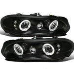 For 1998-2002 Chevy Camaro Black LED DRL Halo Rims Projector Headlights