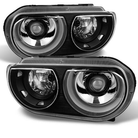 Fit 2008-2014 Dodge Challenger Replacement Black HID Type Headlights lamp L+R