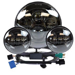 7" LED PROJECTOR HEADLIGHT + PASSING LIGHTS + MOUNTING BRACKET FIT FOR HARLEY TOURING BLACK