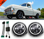 DOT 7" LED Black Headlight w/Amber Turn Signal+9007-H4 Adapter 1969-79 Ford F100