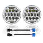 Pair 7 Inch Round LED Headlights Chrome HI-LO for Chevy C10 Camaro Pickup Truck